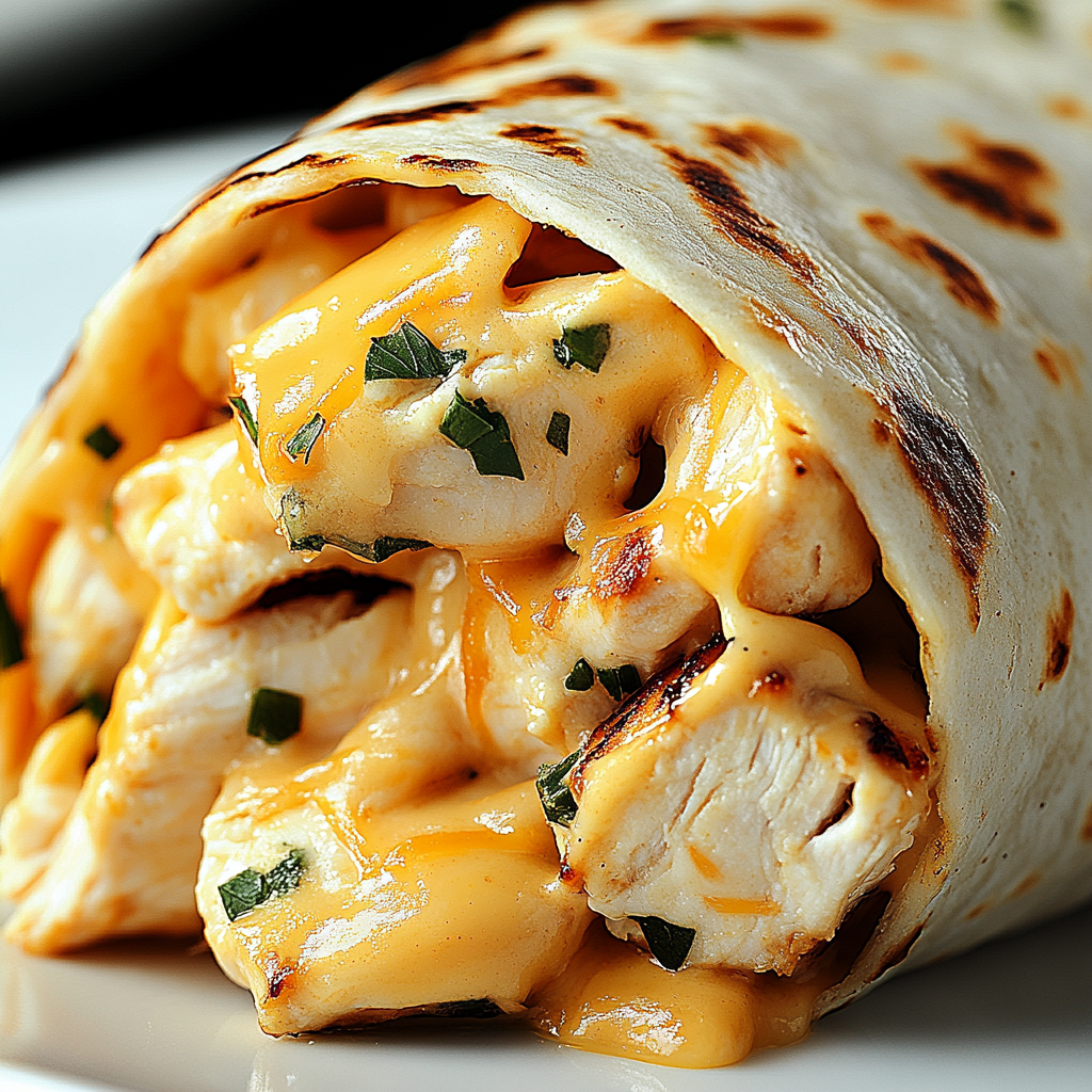 Cheesy Garlic Chicken Wraps Recipe