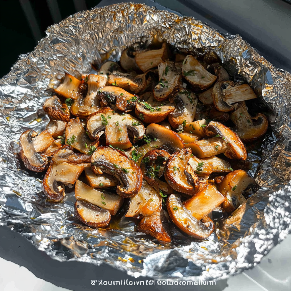 Spicy Garlic and Herb Mushrooms Foil Bake