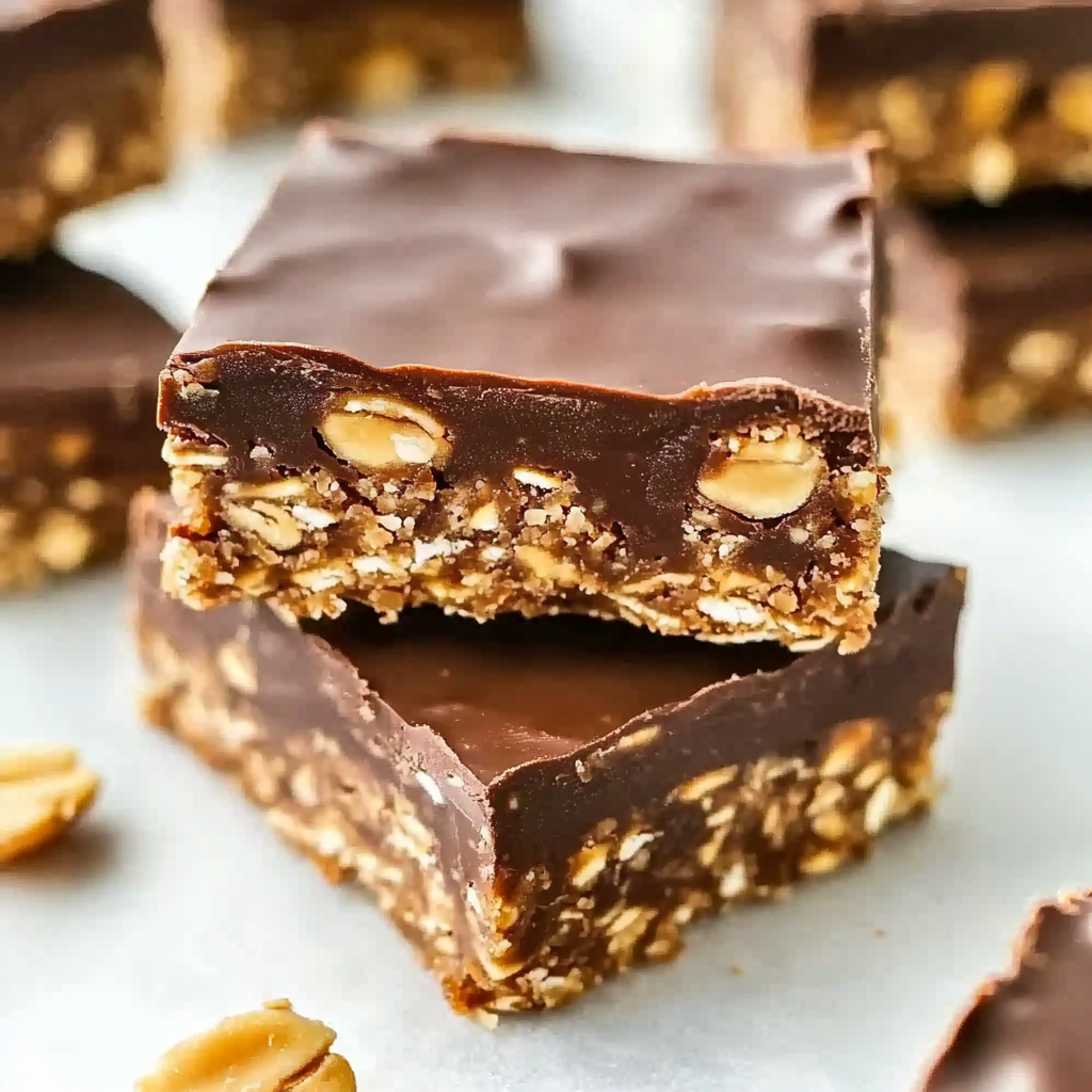 No-Bake Chocolate Peanut Butter Oat Bars