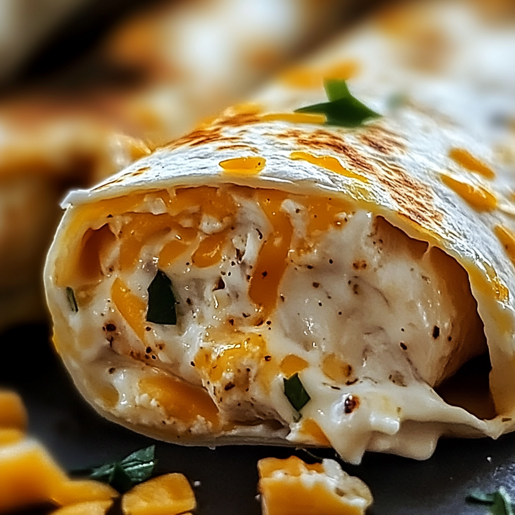 CHEESY GARLIC CHICKEN WRAPS