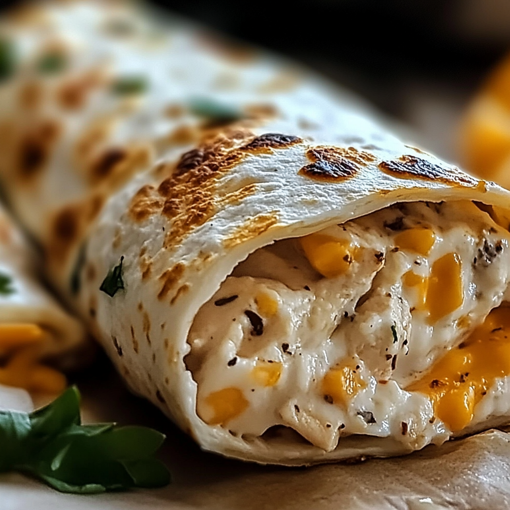 CHEESY GARLIC CHICKEN WRAPS