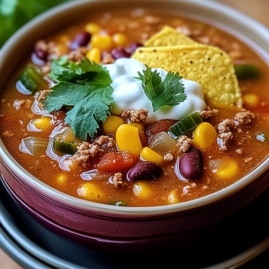 TACO SOUP WITH GROUND BEEF