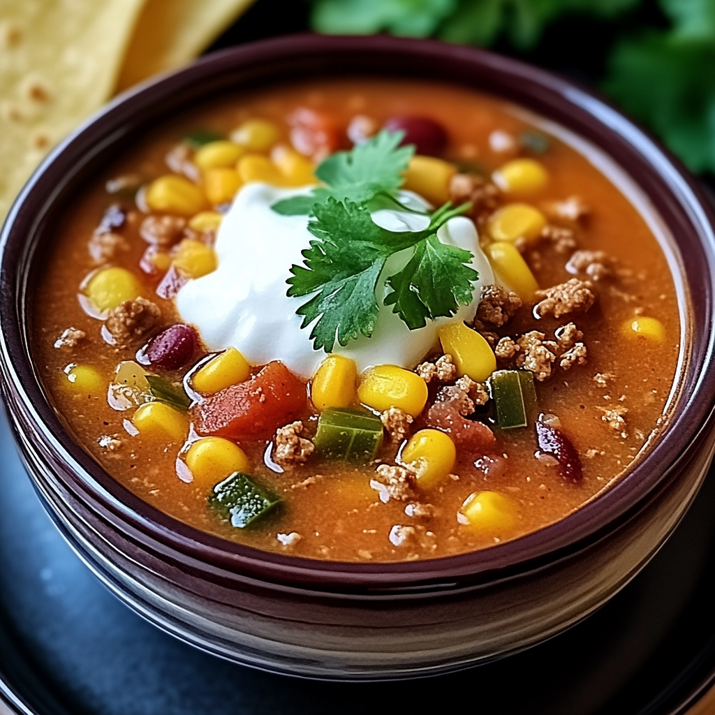 TACO SOUP WITH GROUND BEEF
