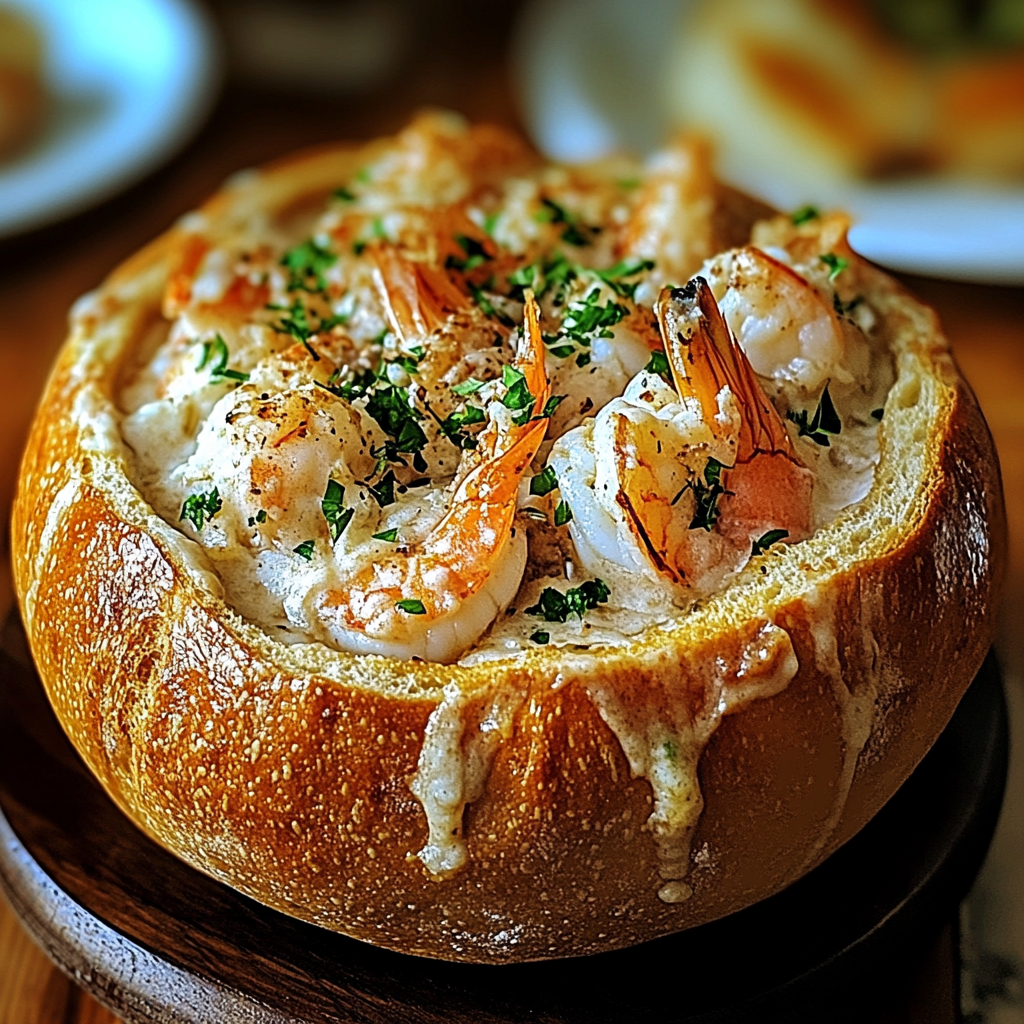 Stuffed Seafood Soup Bread Bowl