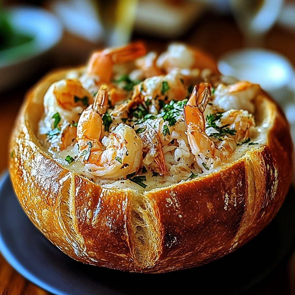 Stuffed Seafood Soup Bread Bowl