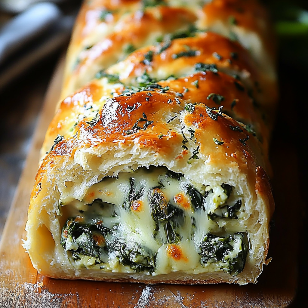 Cheesy Spinach Stuffed Bread