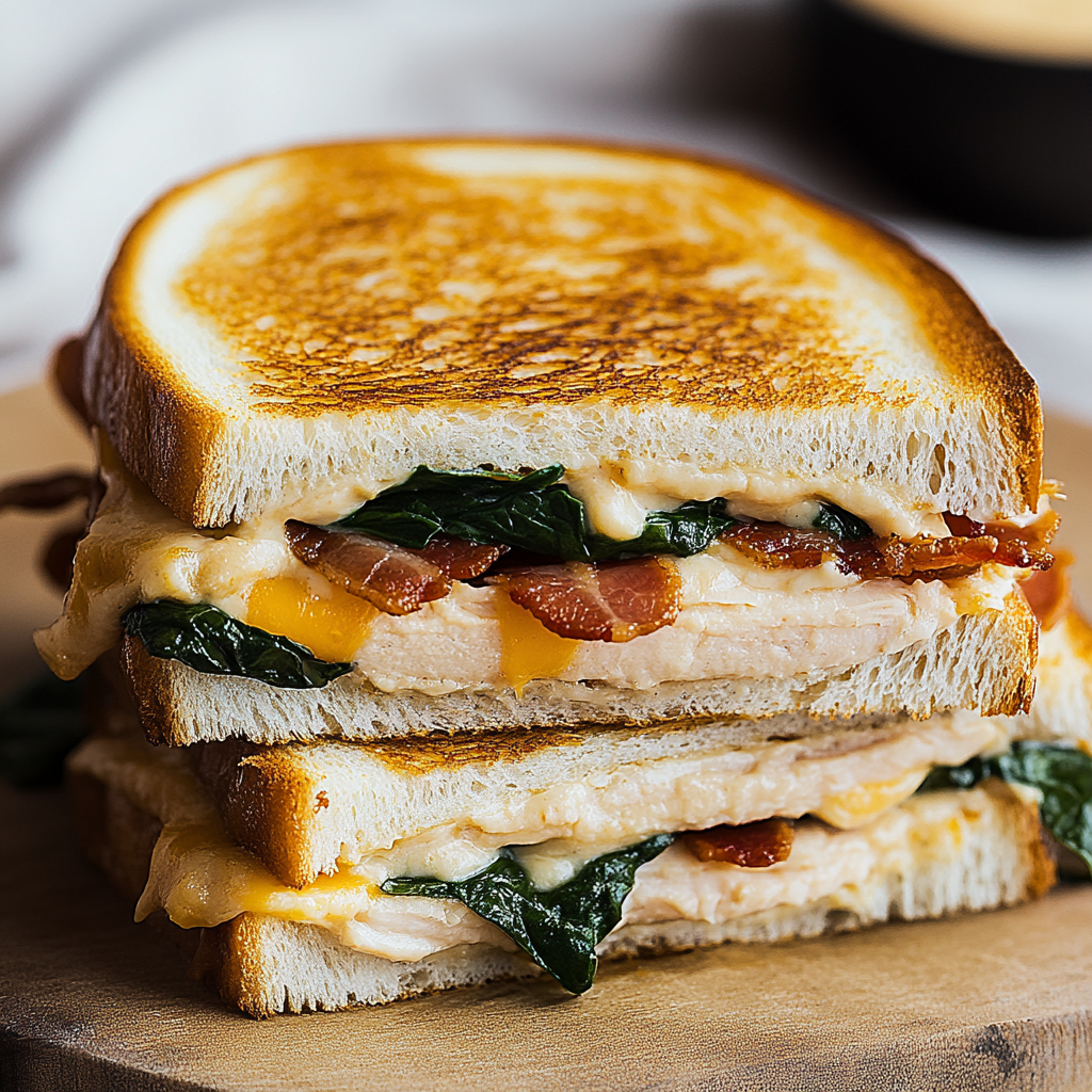 Turkey Melt with Cheddar, Spinach, and Bacon