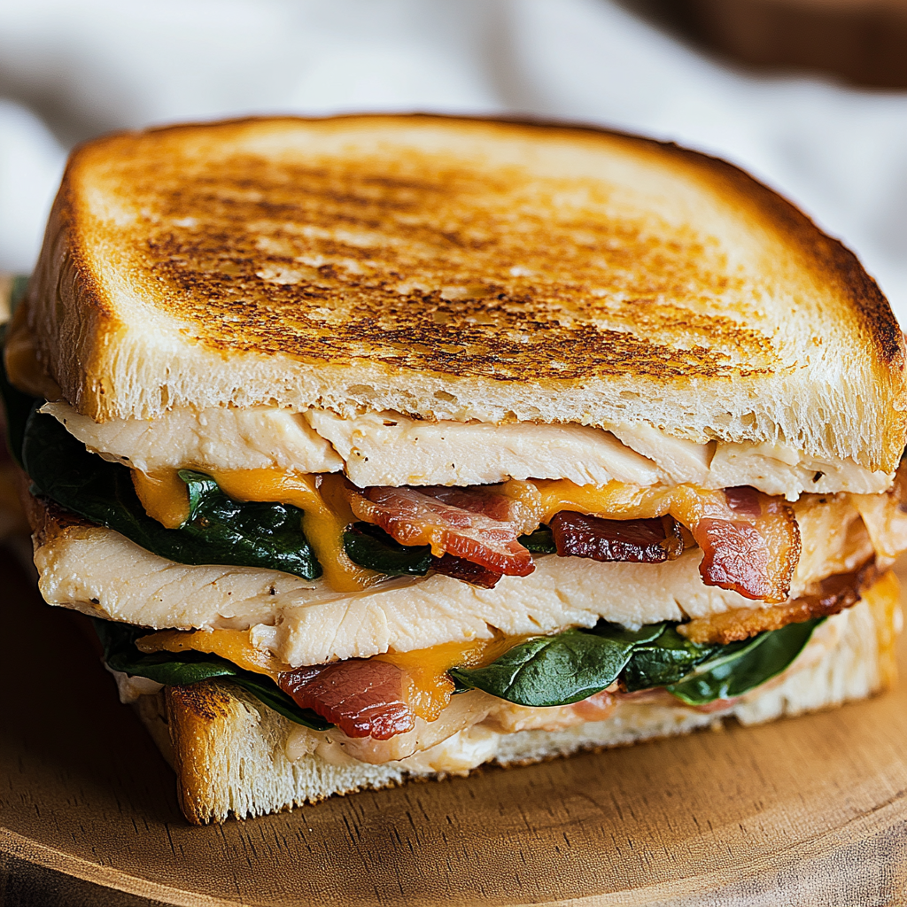 Turkey Melt with Cheddar, Spinach, and Bacon