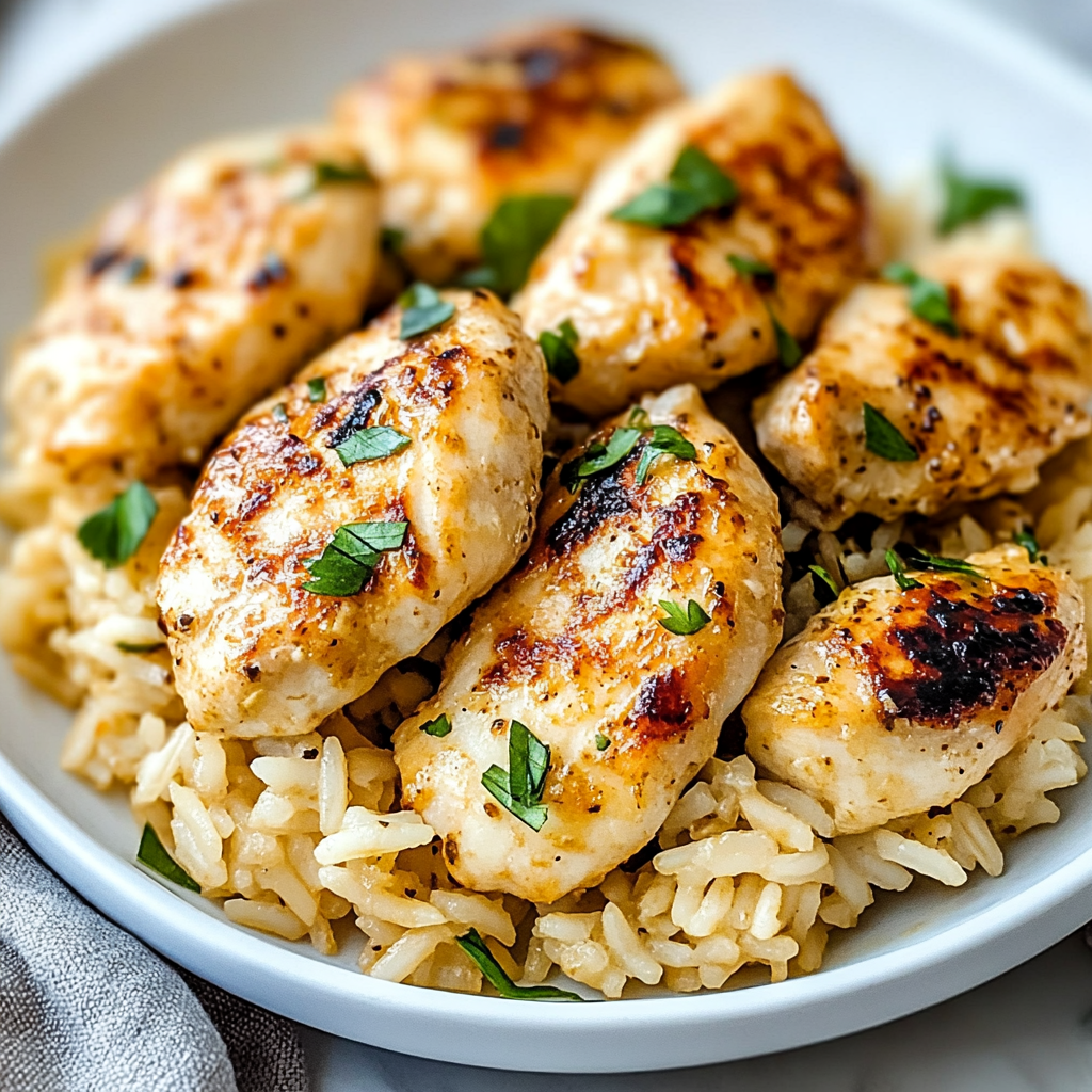 Chicken With Garlic Parmesan Rice