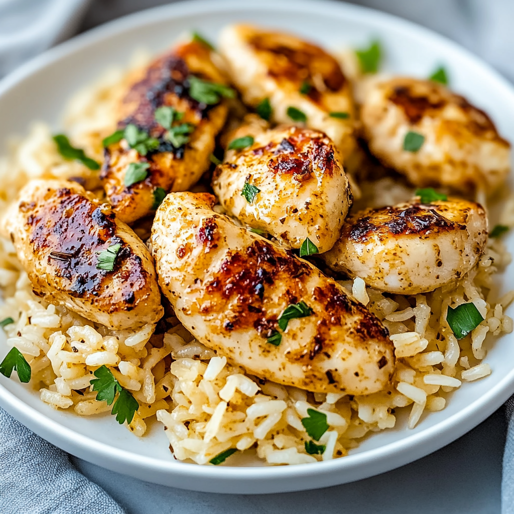 Chicken With Garlic Parmesan Rice