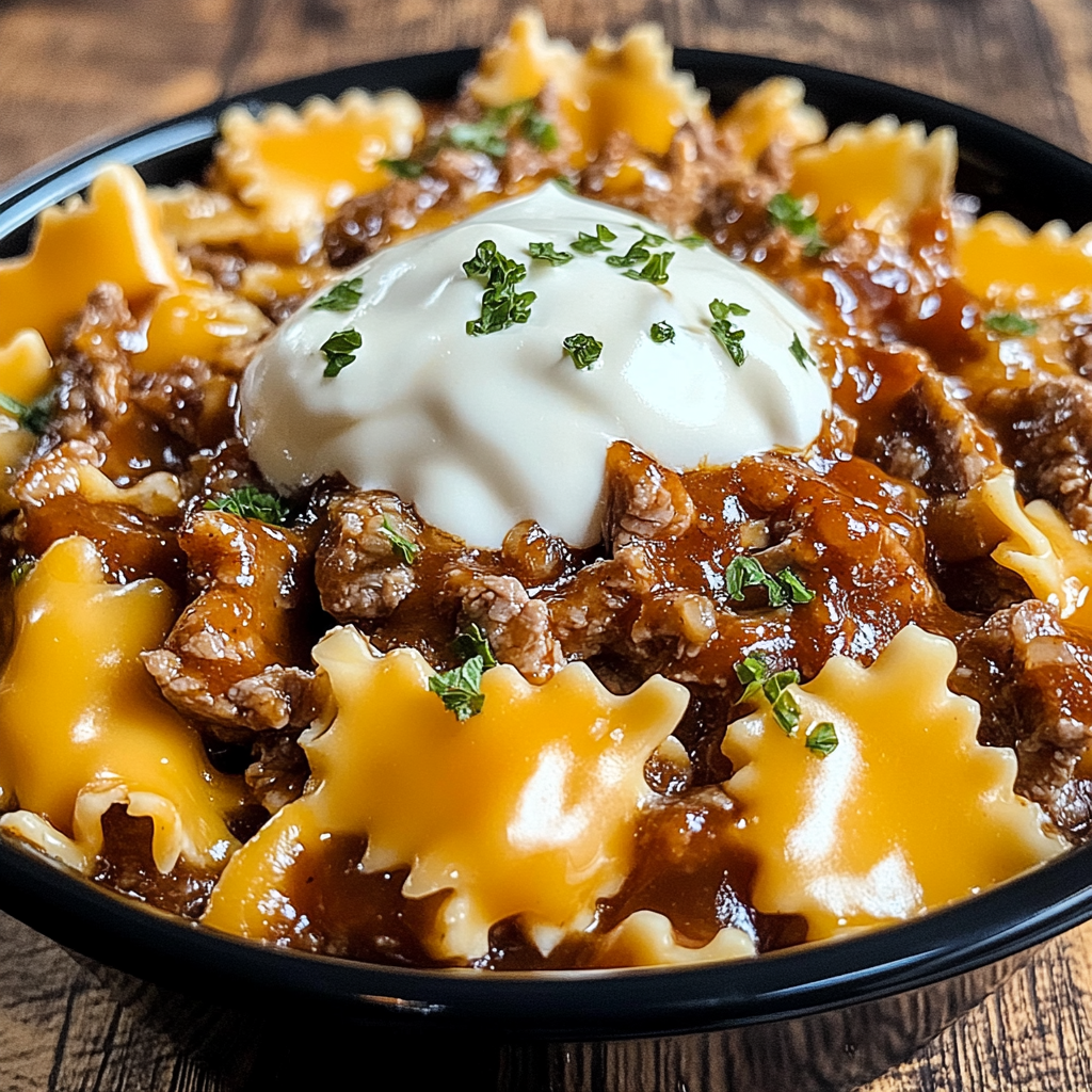 ZESTY HONEY BBQ RANCH BEEF BOWTIE BAKE