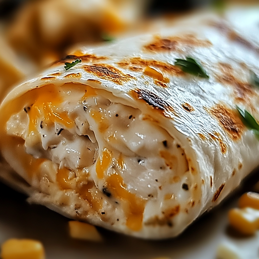 CHEESY GARLIC CHICKEN WRAPS