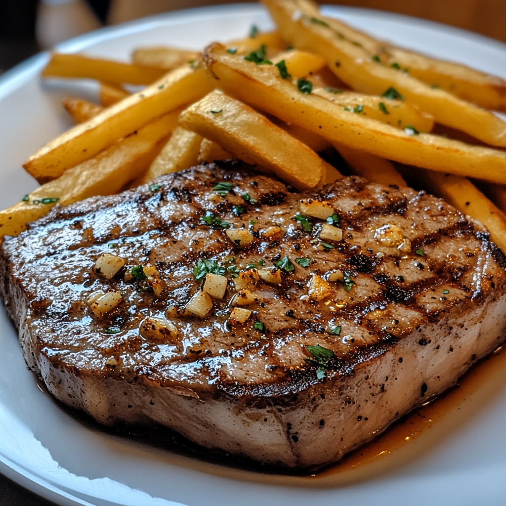 Cajun Ribeye Steak with Garlic Parmesan Fries