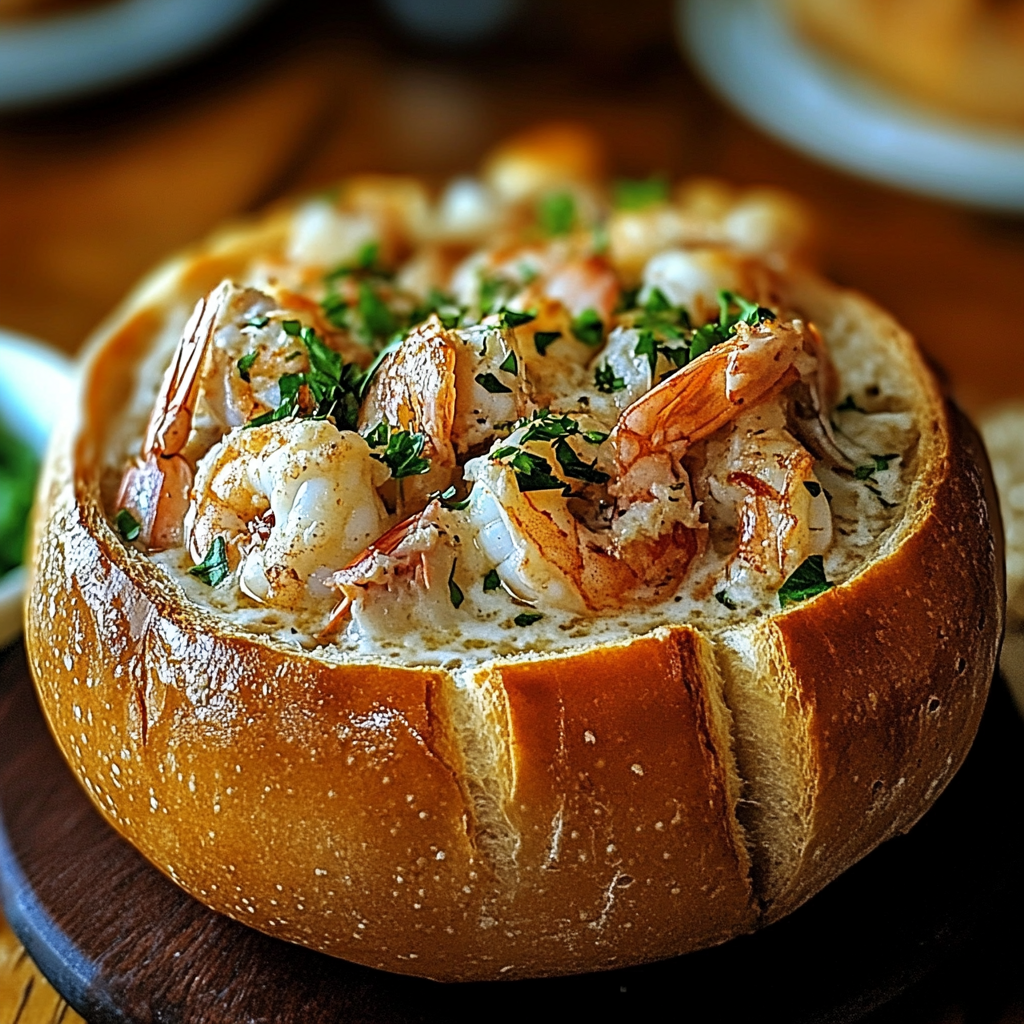 Stuffed Seafood Soup Bread Bowl