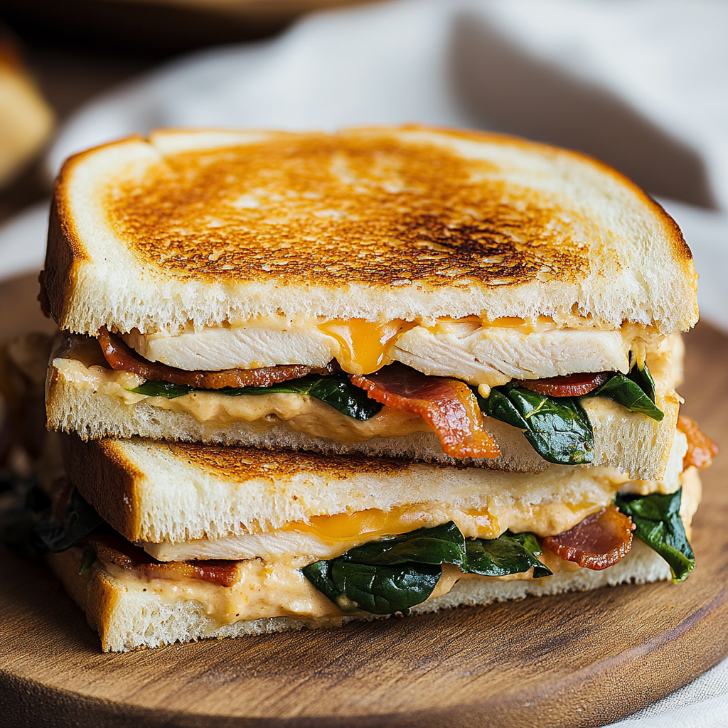 Turkey Melt with Cheddar, Spinach, and Bacon