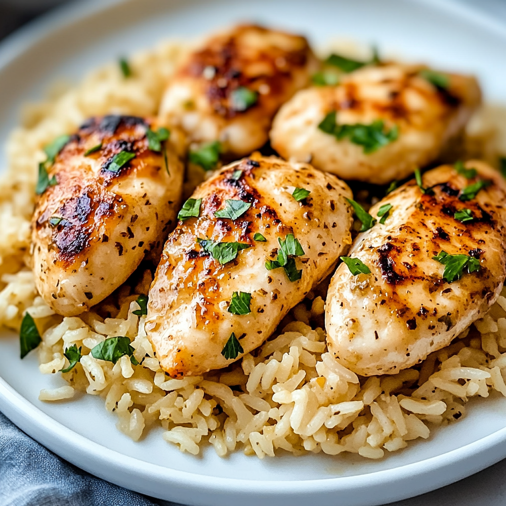 Chicken With Garlic Parmesan Rice