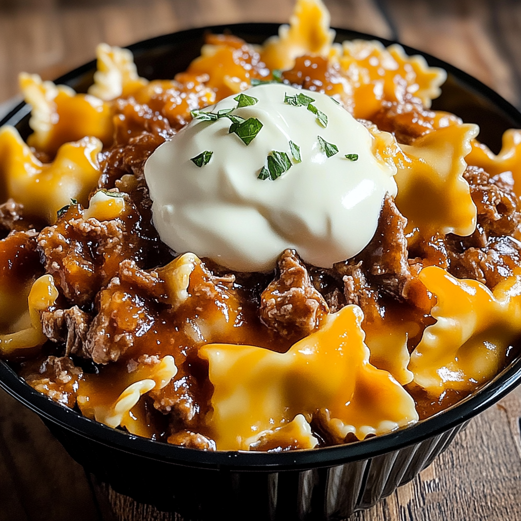 ZESTY HONEY BBQ RANCH BEEF BOWTIE BAKE