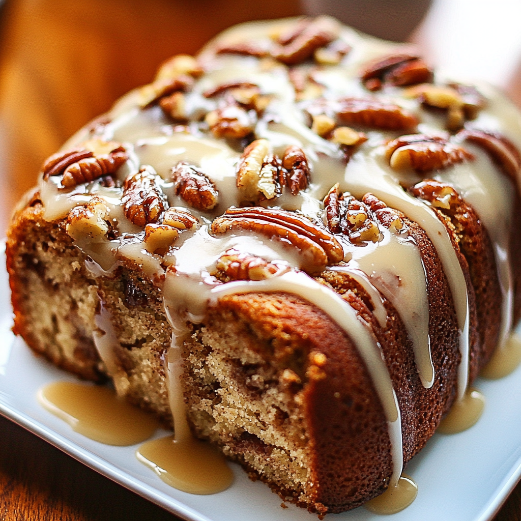 Pecan Caramel Cinnamon Roll Cream Cheese Pound Cake delights!