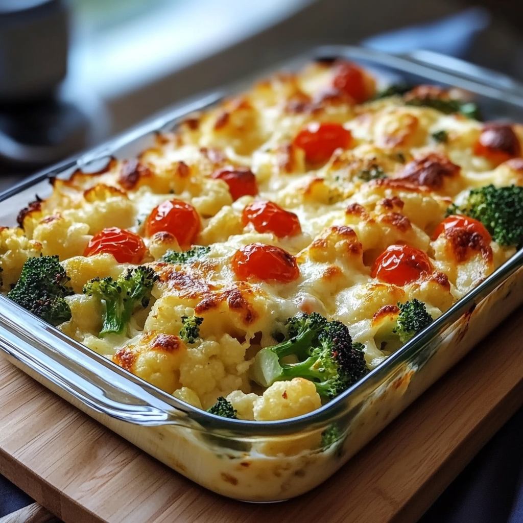CAULIFLOWER AND BROCCOLI VEGGIE CASSEROLE