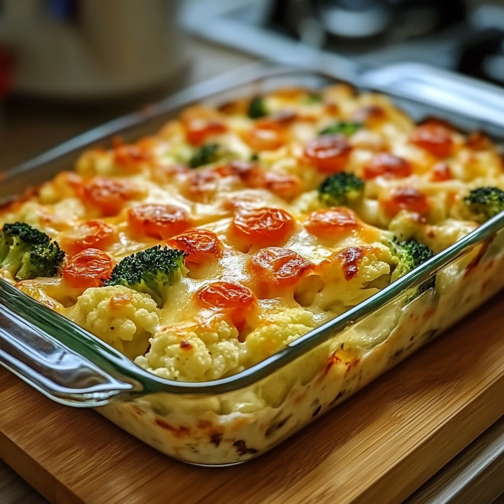 CAULIFLOWER AND BROCCOLI VEGGIE CASSEROLE