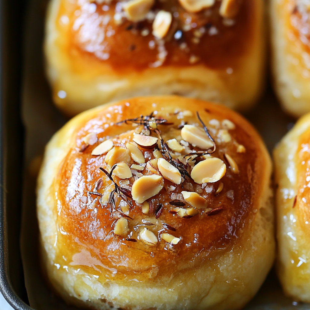 Golden Sage-Kissed Honey Butter Brioche Rolls
