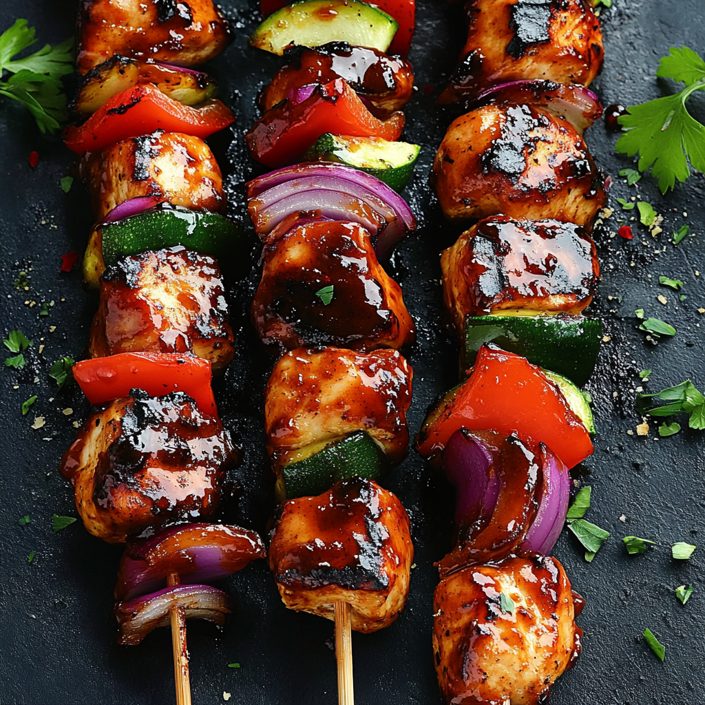 Easy Honey BBQ Chicken Kabobs