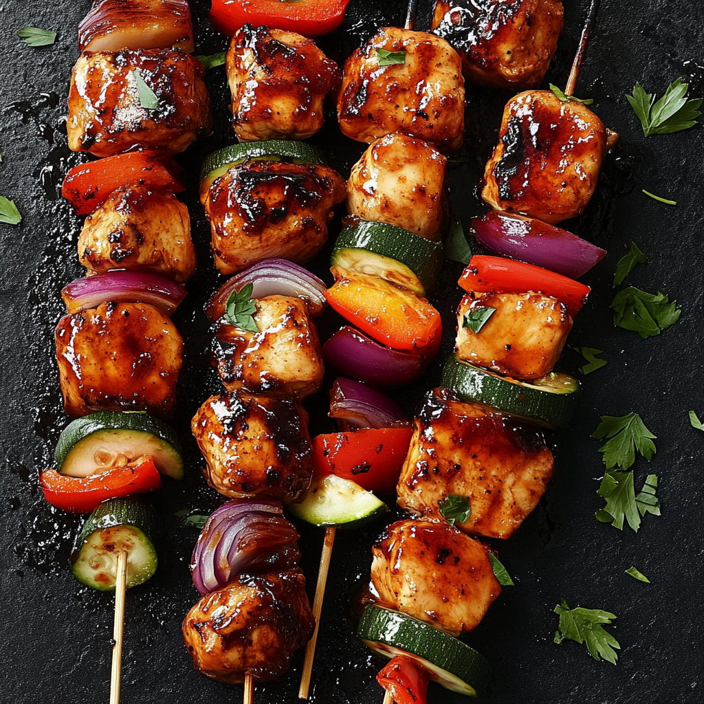 Easy Honey BBQ Chicken Kabobs