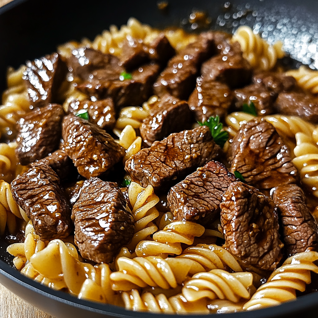 One-Pot Honey Garlic Parmesan Steak Pasta