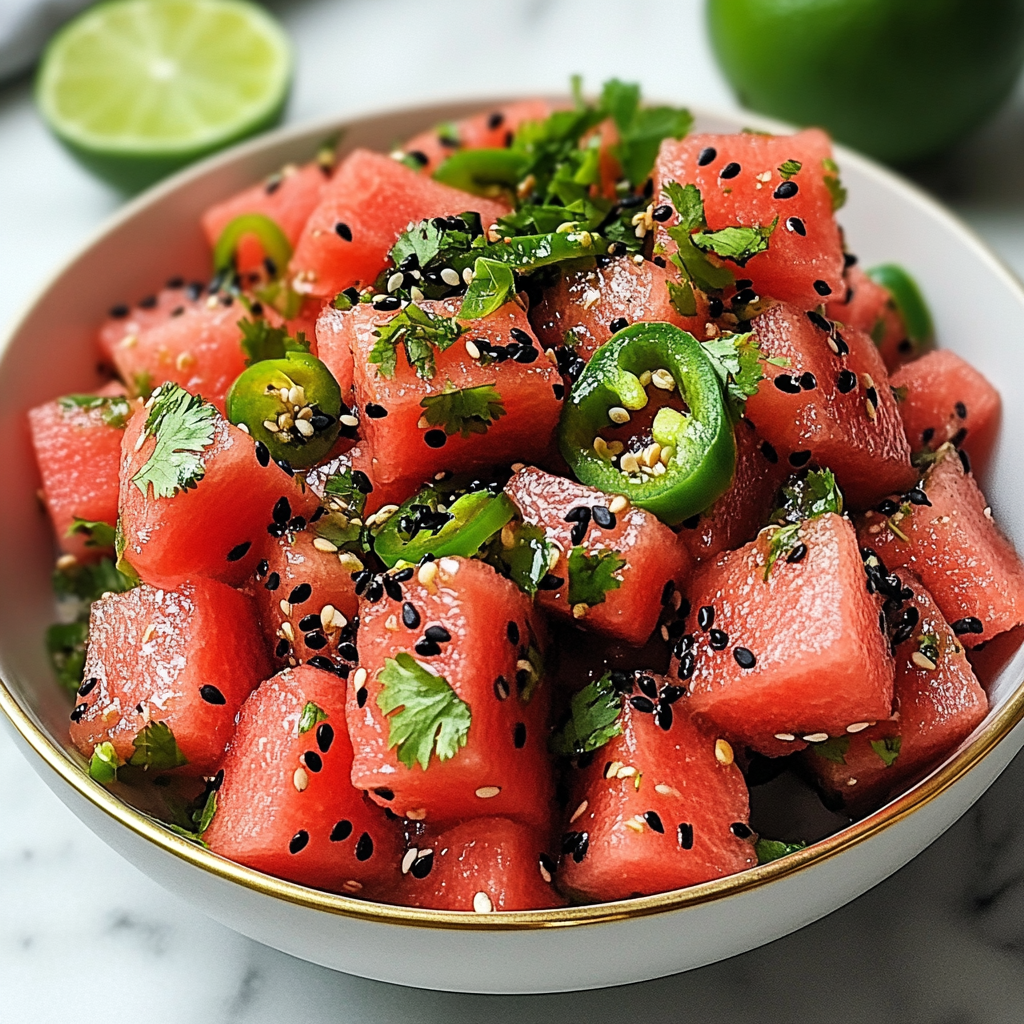 Spicy Watermelon Salad with Cilantro and Lime