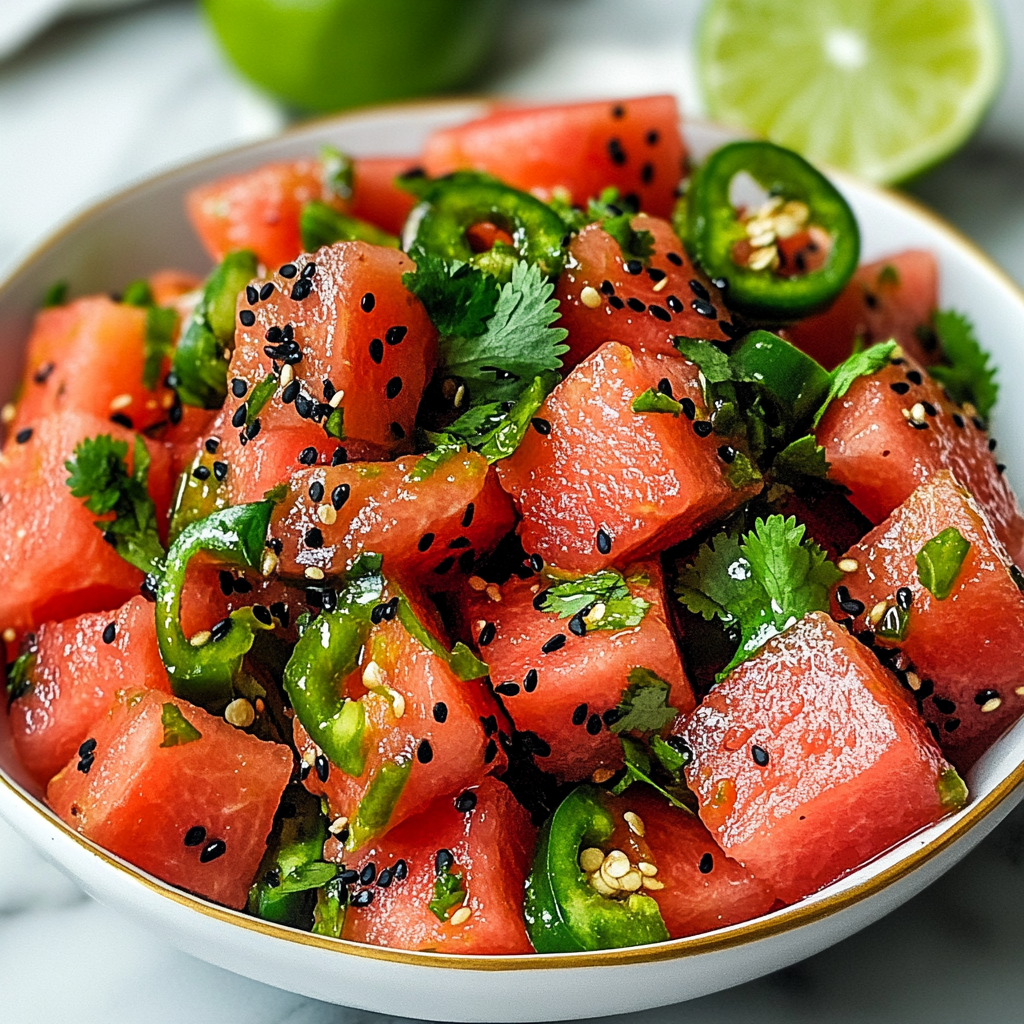 Spicy Watermelon Salad with Cilantro and Lime