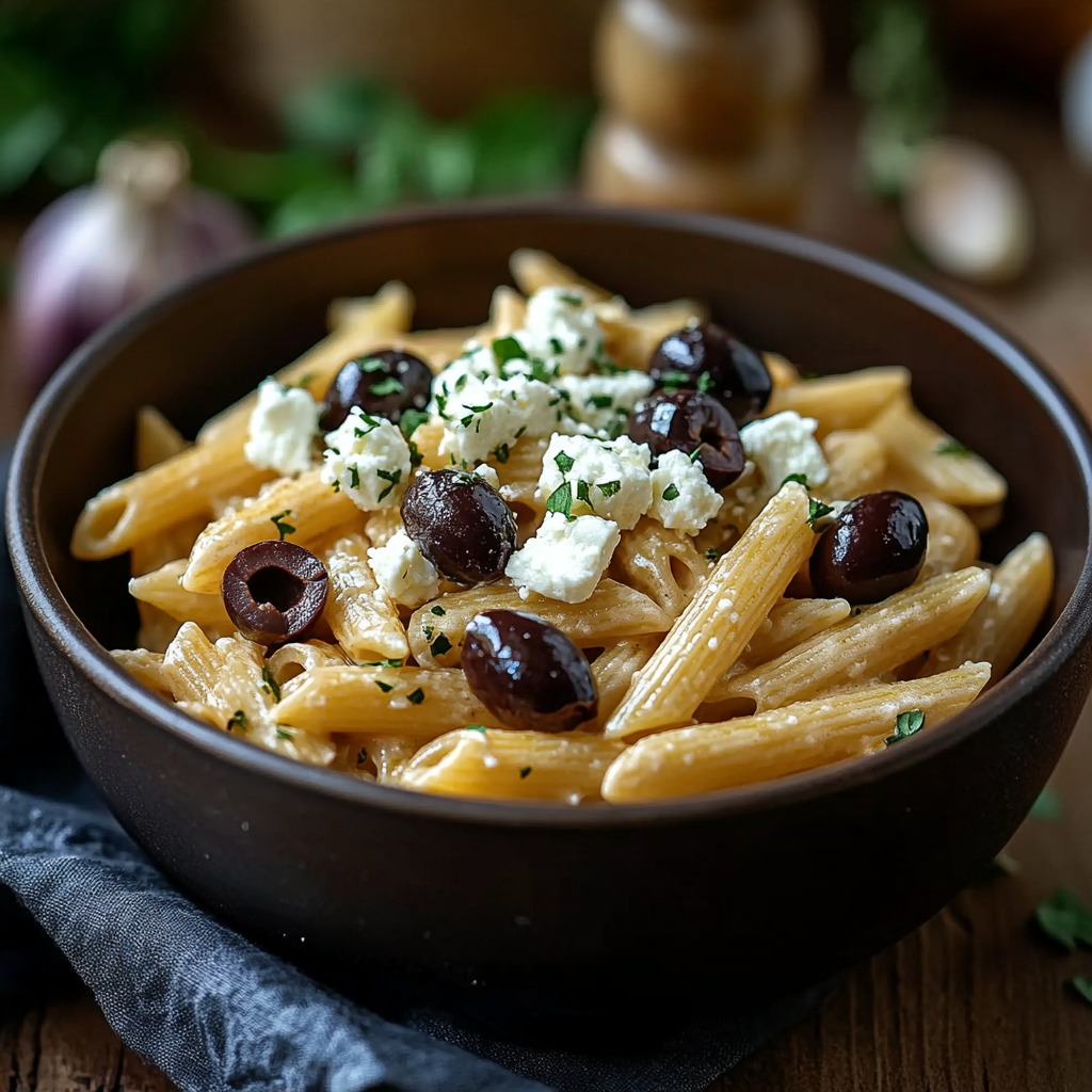 Greek Pasta with Feta and Olives