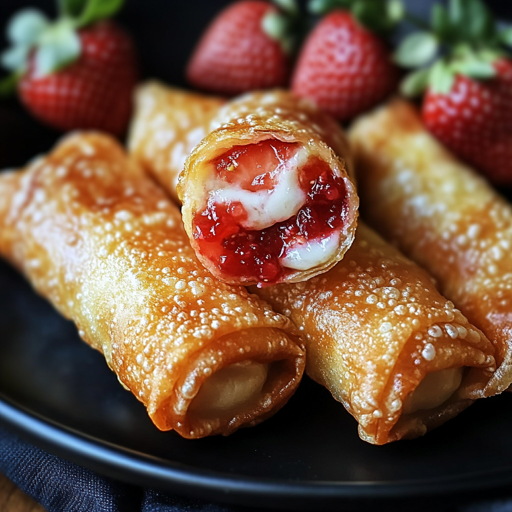 Easy Strawberry Cheesecake Eggrolls Recipe