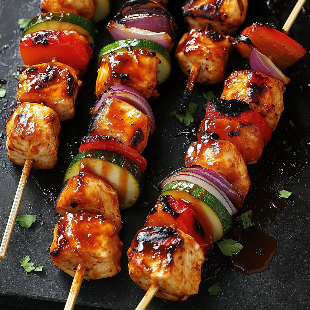 Easy Honey BBQ Chicken Kabobs