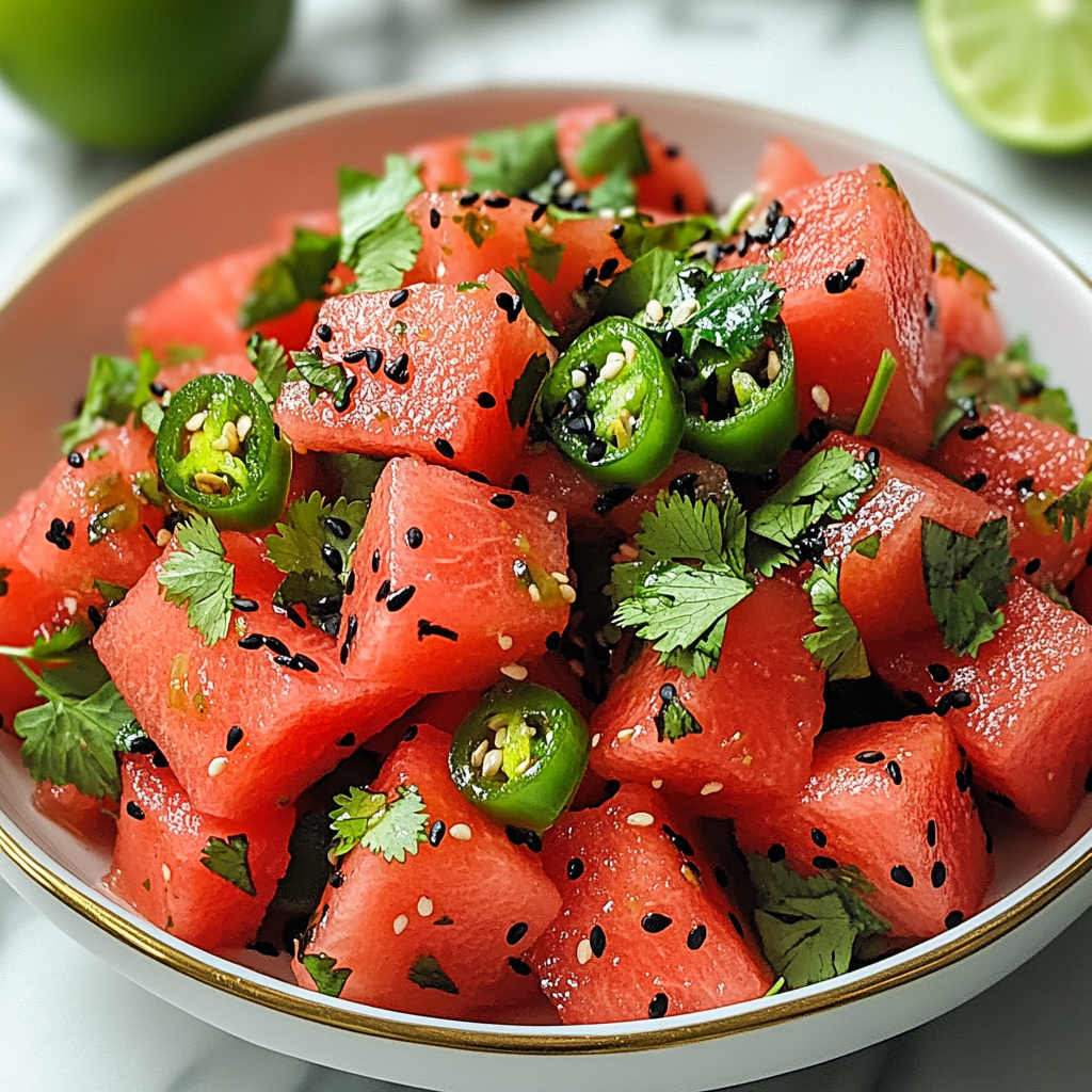 Spicy Watermelon Salad with Cilantro and Lime