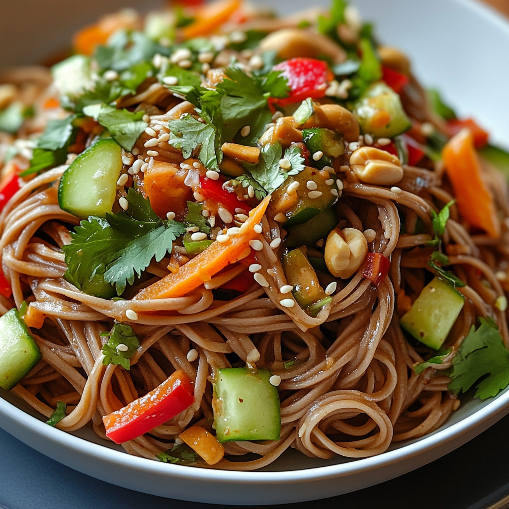 Spicy Peanut Soba Noodle Salad
