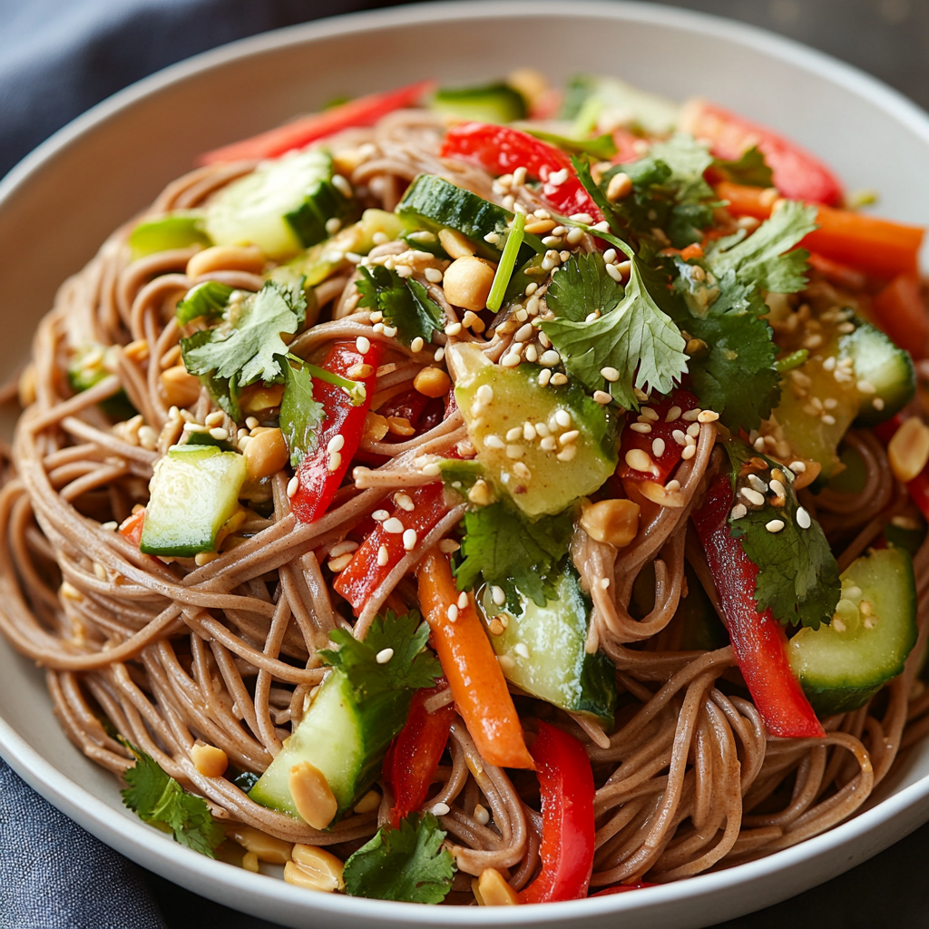 Spicy Peanut Soba Noodle Salad