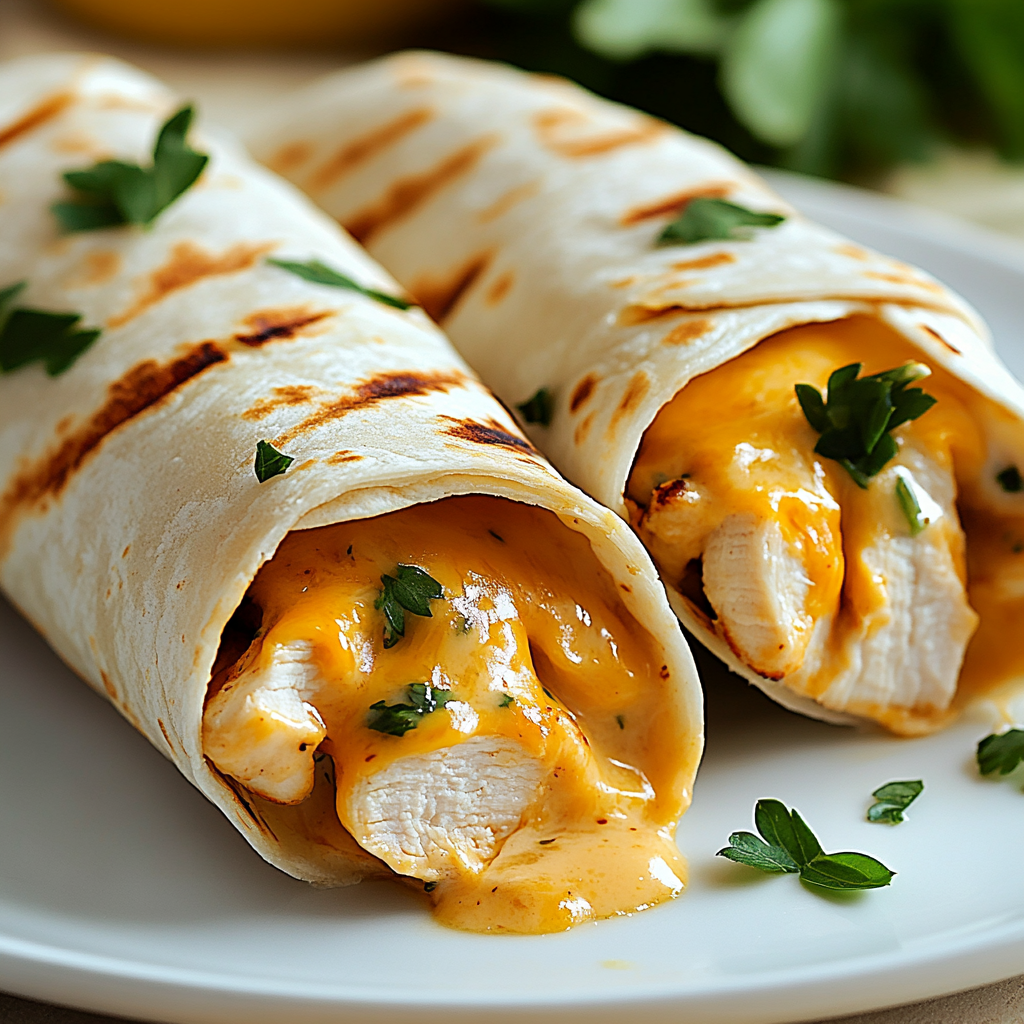 Great Cheesy Garlic Chicken Wraps Recipe