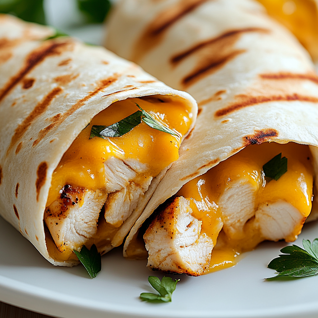 Great Cheesy Garlic Chicken Wraps Recipe