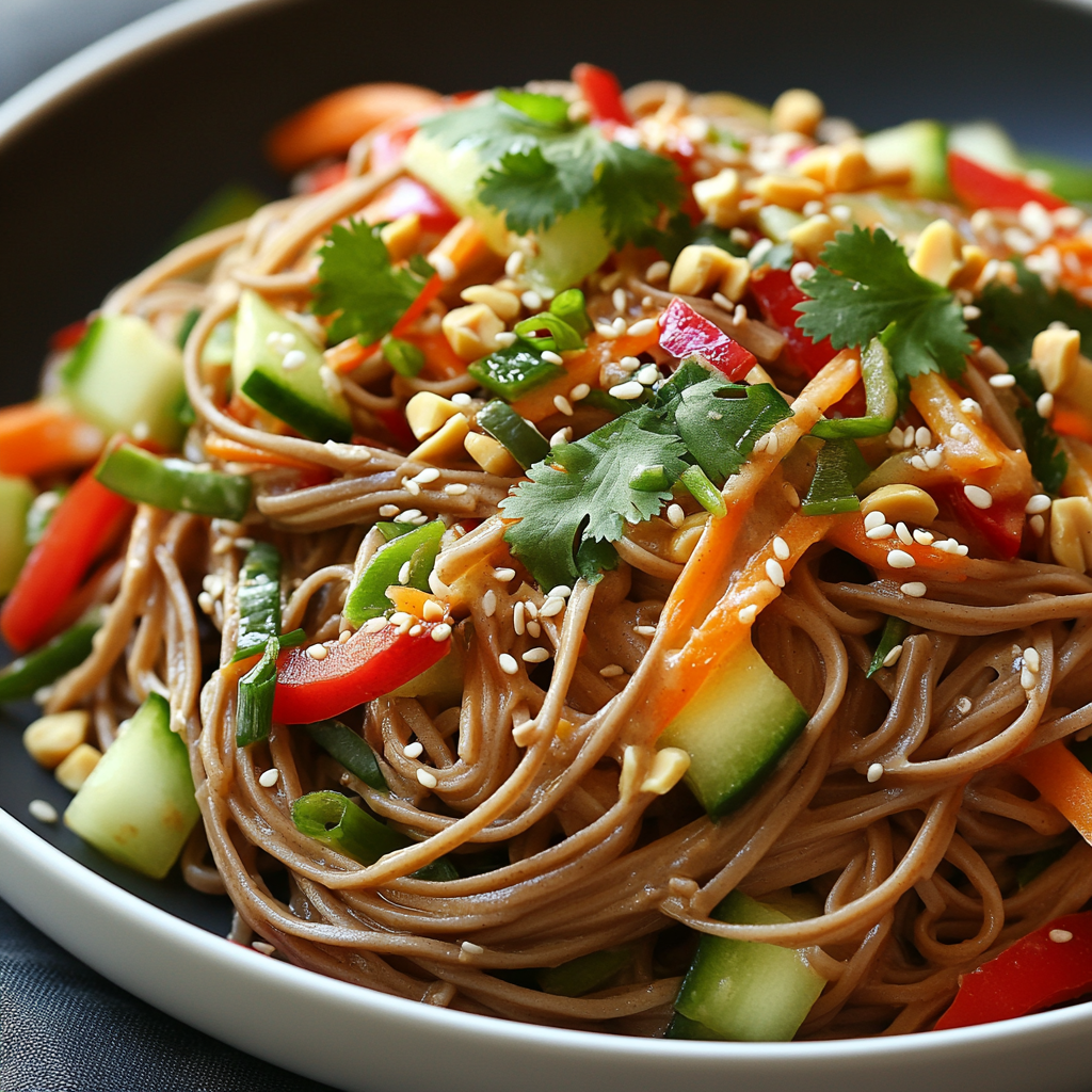 Spicy Peanut Soba Noodle Salad