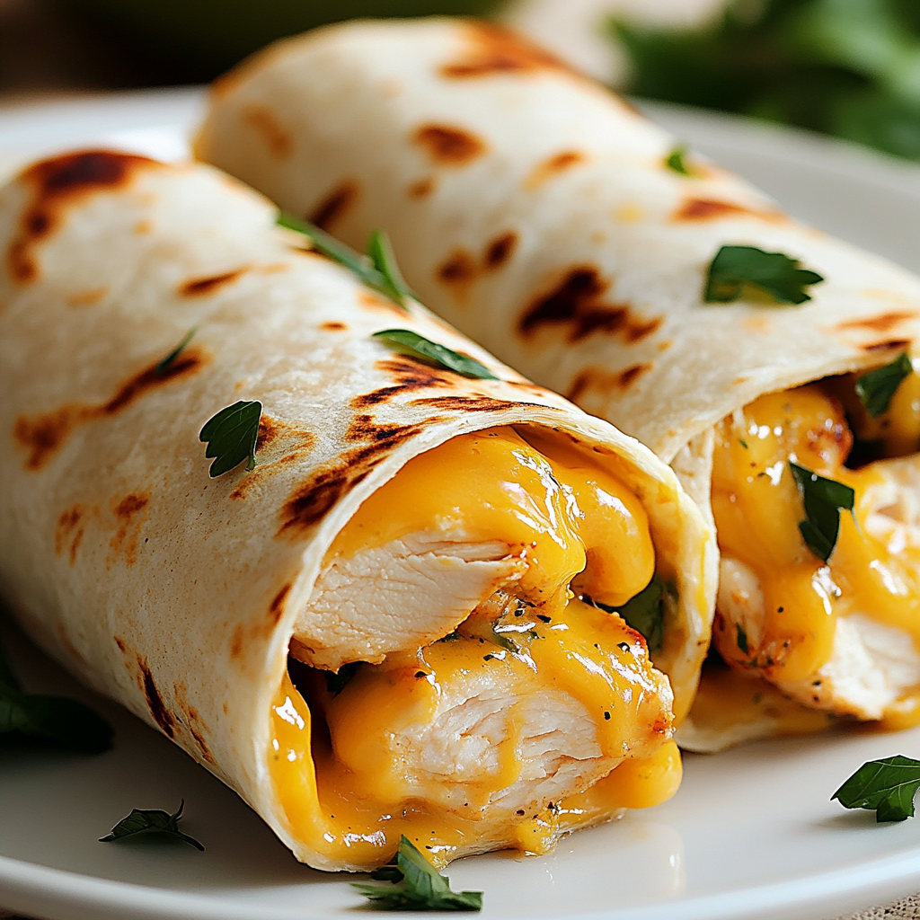Great Cheesy Garlic Chicken Wraps Recipe